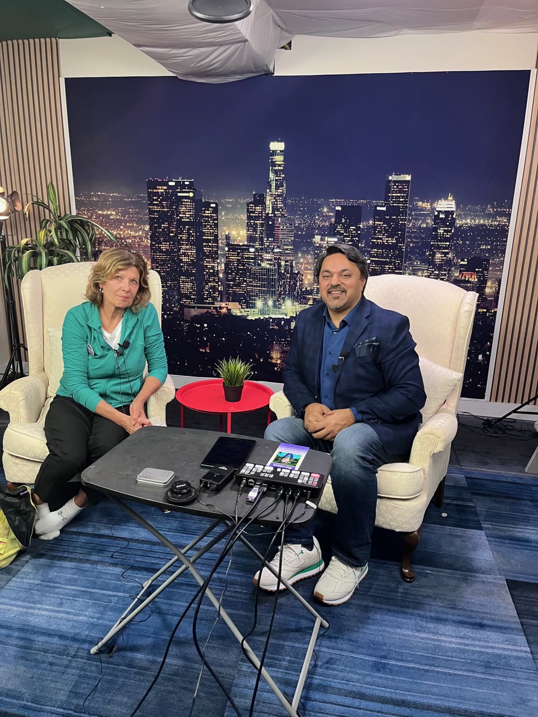 Anna Hopkins being interviewed about Ward 9 in a local television studio